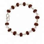 Natural 5 Mukhi Rudraksha Bracelet 8mm with German Silver Cups – Lab Certified Panchmukhi Rudraksha